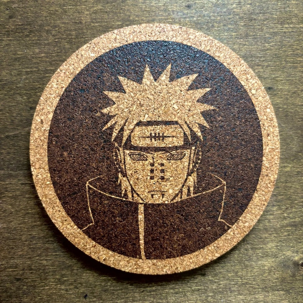 Naruto Pain Akatsuki Laser Engraved Cork Coaster